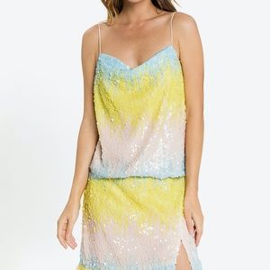 NWT 'Endless Rose' Color Block Sequin Cami Top XS